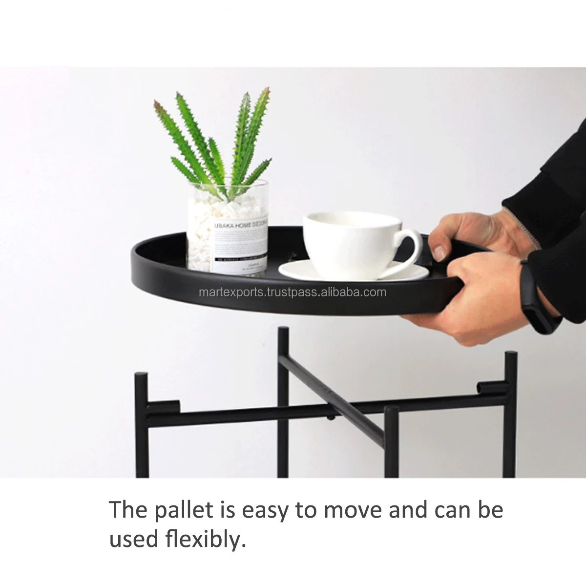 Best seller iron metal round 2 tier sofa side table in black for your living room furniture in wholesale price