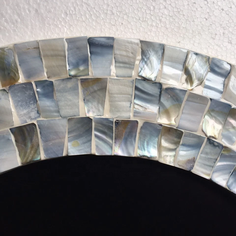 High quality new design round Mother of Pearl inlay wall mirror made in Vietnam