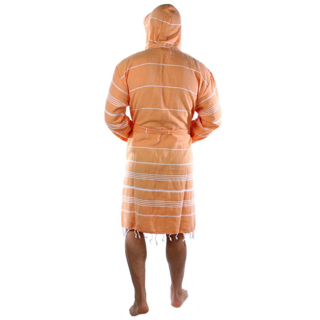 Pure Series Custom Logo Turkish Cotton Luxury Bathrobes for Women Men Lightweight Absorbent Hooded Hotel Robes with Tassels