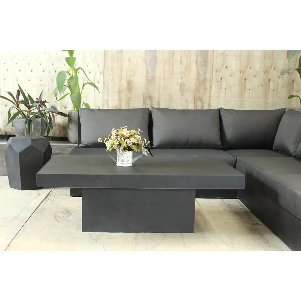 Wholesale Modern Fiber Concrete Garden Cafe Hotel Restaurant Furniture Set Coffee Table Dining Rectangular Concrete Table Top