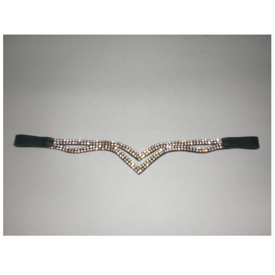 crystal bling horse brow-band rhine stone bling horse brow-band black color leather horse crystal brow-band
