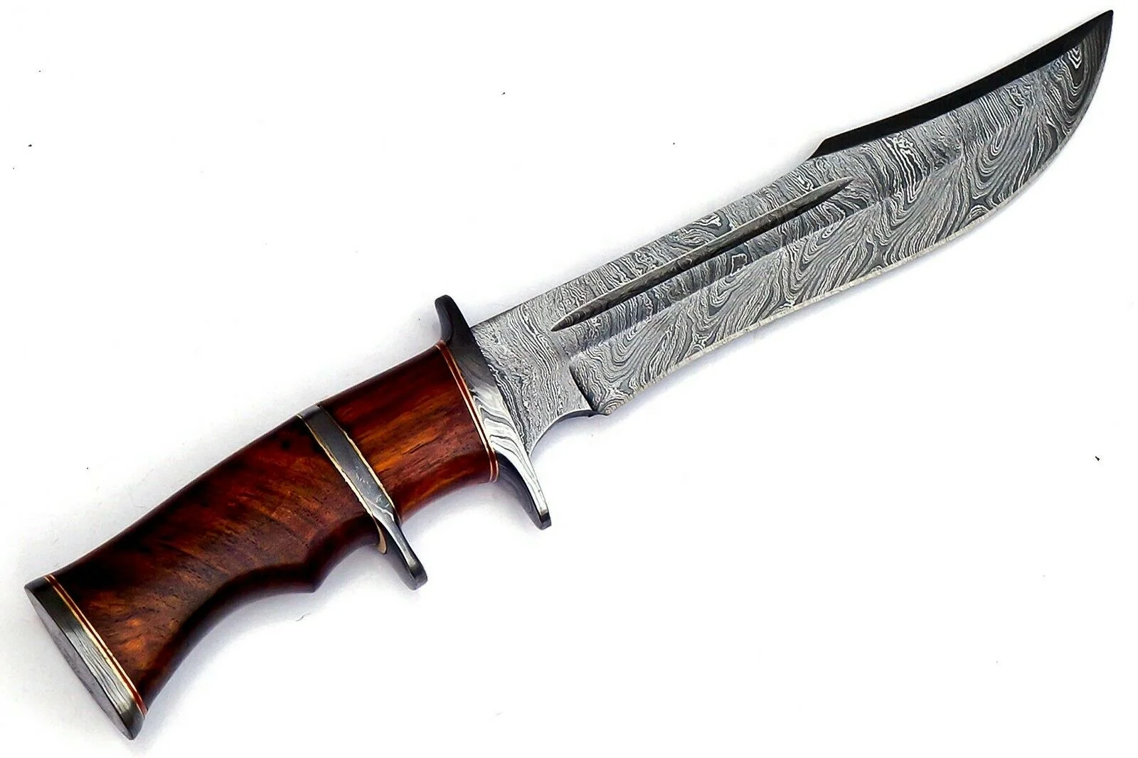 Custom Hammer Forged Damascus Steel Bowie Knife