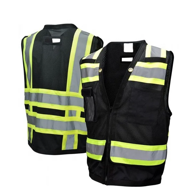 Custom made Safety Vest hi vis work High Visible Patch with Pocket Security Guard Reflective striping protective vest