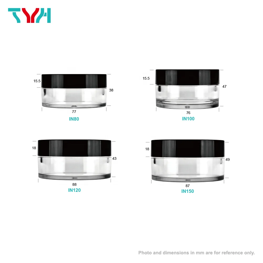 15 мл Экологически чистая прозрачная баночка для крема из полипропилена акриловая глянцевая черная круглая крышка (IN15)