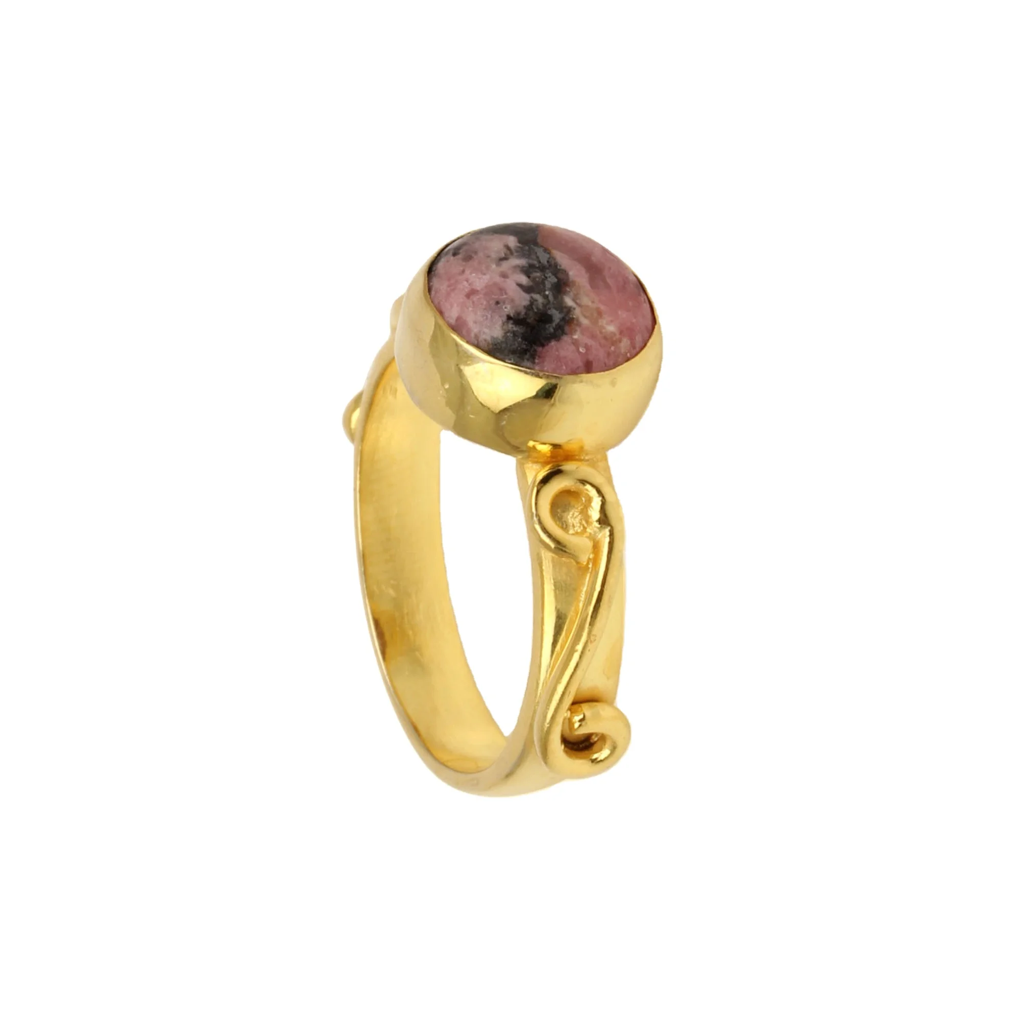 2024 Best Selling 925 Sterling Silver Fine Natural Gemstone Rhodonite Ring 10mm Custom Eternity Vermeil Manufacturer Direct