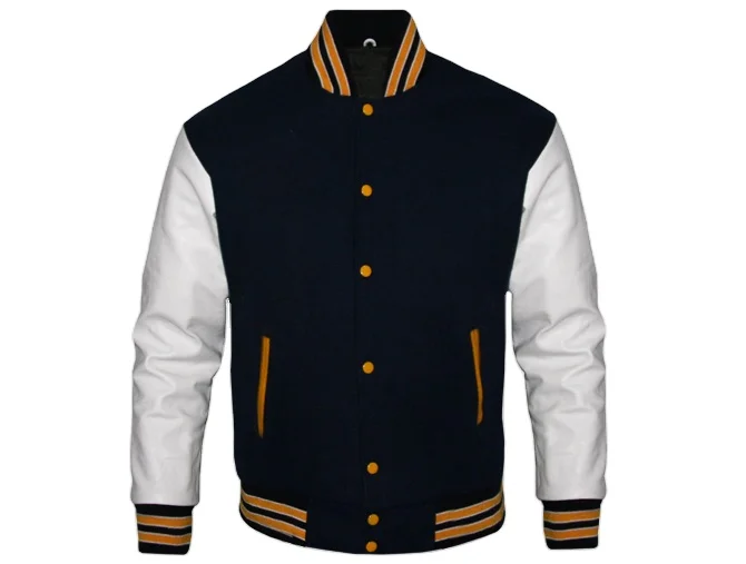 Оптовая продажа Мужская шерстяная куртка Letterman с нашивками из синели кожаный рукав Versity