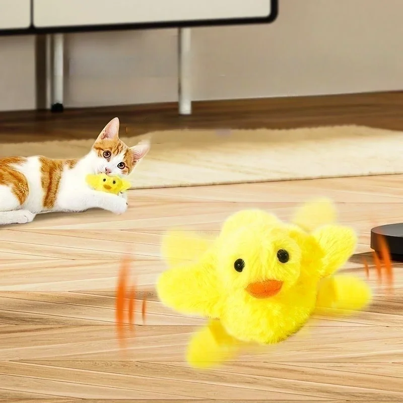 Flapping Duck Cat Toys Interactive Electric Bird Toys Washable Plush With Catnip Vibration Sensor Cats Game Kitten