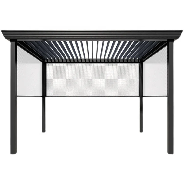 Metal Pavilion Pergola Electric Bioclimatic System Pergola Aluminum Garden Sun Shade For House Waterproof Pergola
