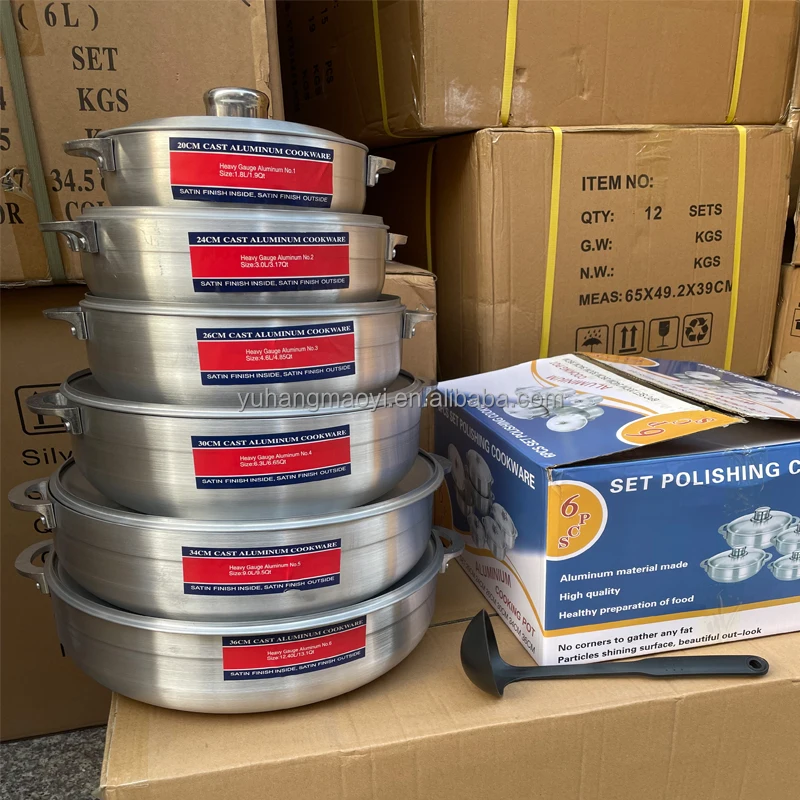 RTS Pot Cookware Set Kitchen Accessories Aluminum Round Soup Pot 6 PCS Non Stick Stewed Pot Set