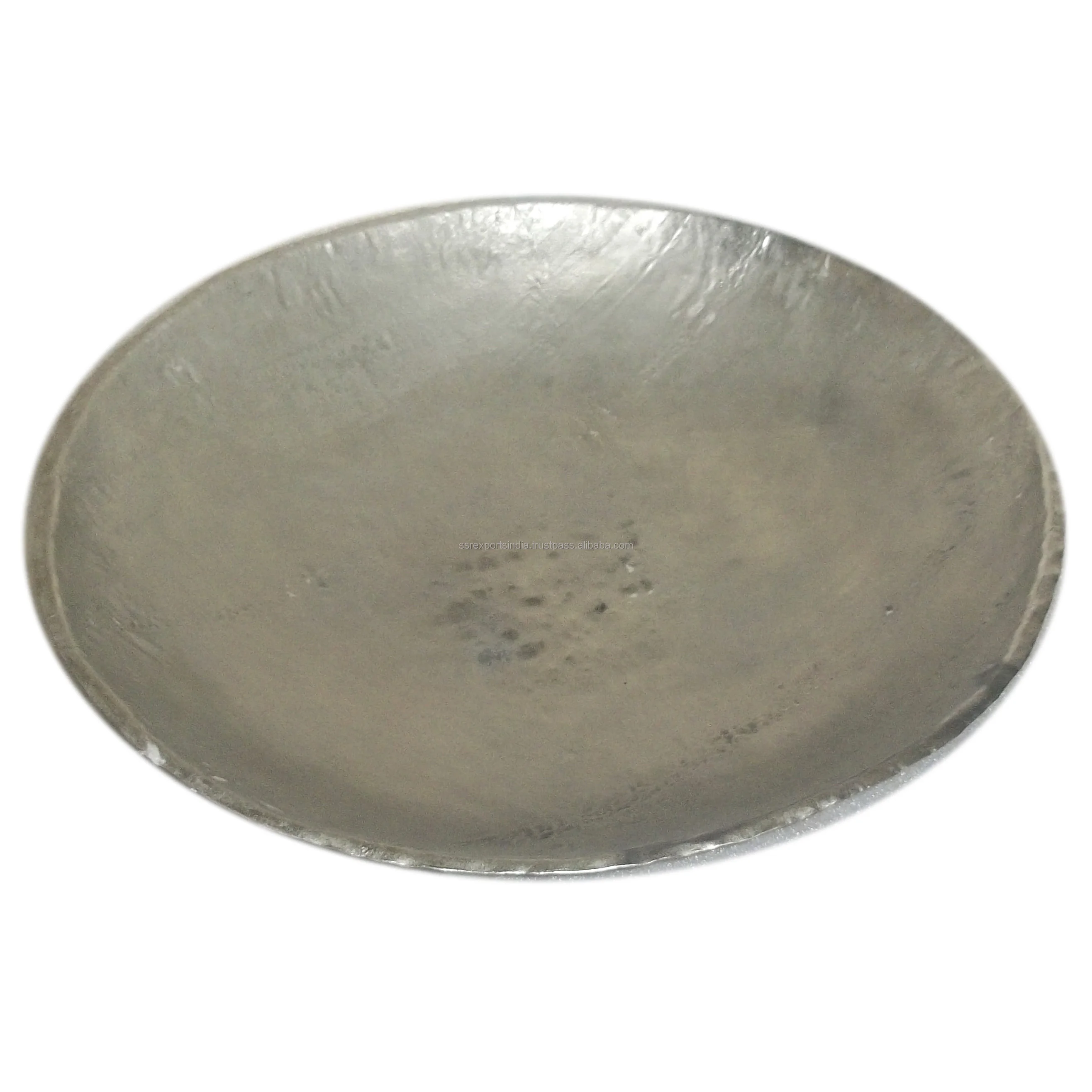 Silver Powder Coated Luxury Iron Metal Charger Plates Tray Set Small Size Serving Tray with Gold Metal Plate Decorative Purpose