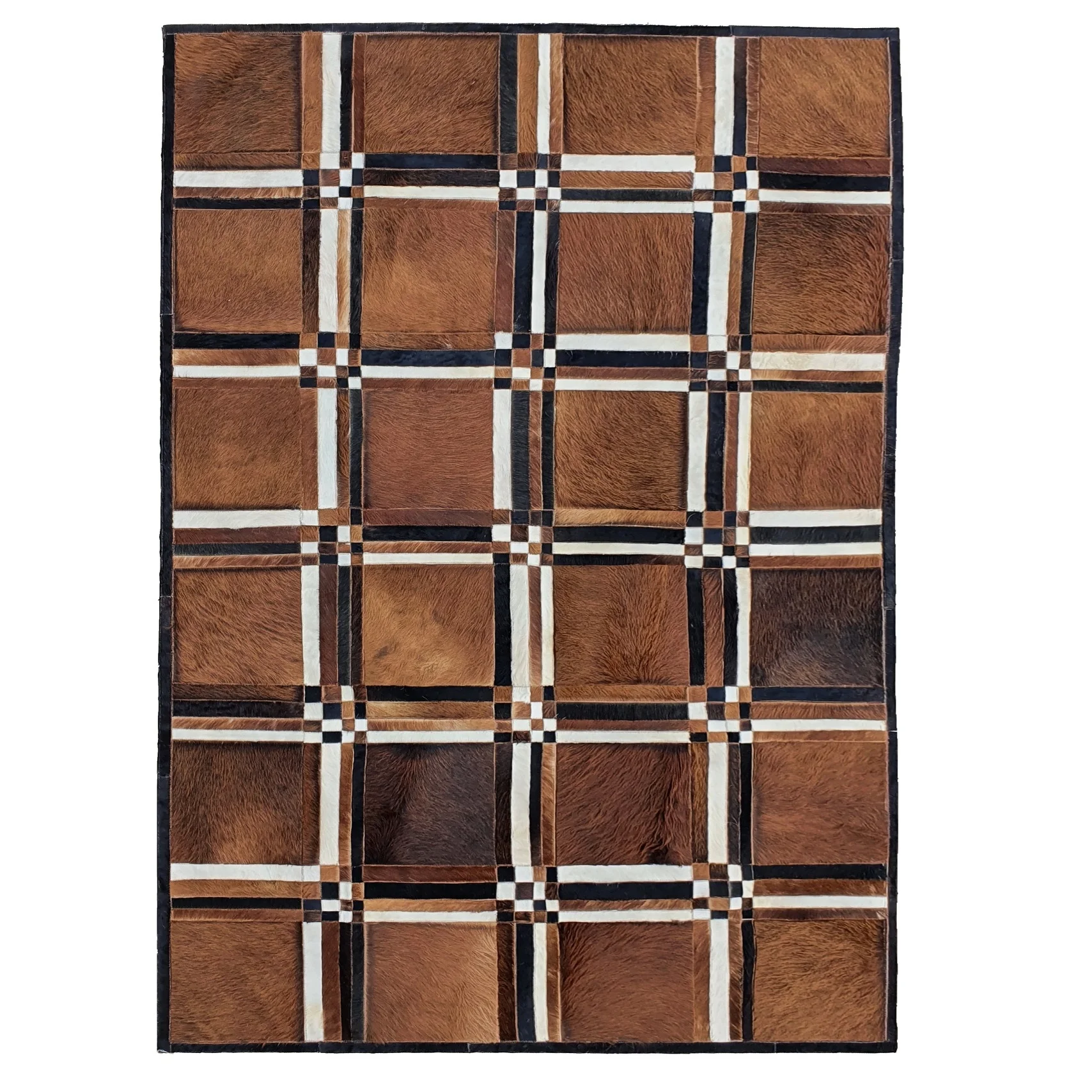 Natural Tricolor Cowhide Real Fur Genuine Cow Leather Carpet And Rugs Hair-on Handmade Patchwork Leather cowhide Area Carpets