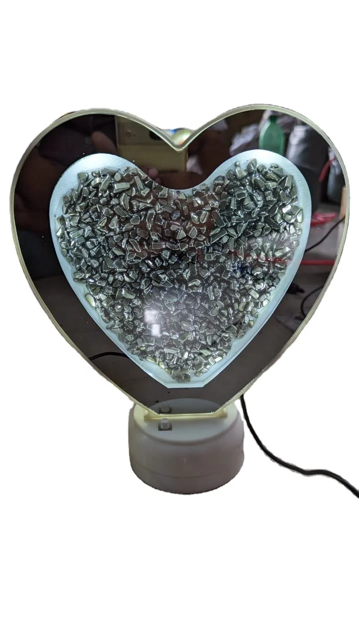 Crystal Lamp Crystal pyrite Chips Beautiful Heart Shape Lamp Customized Lamp