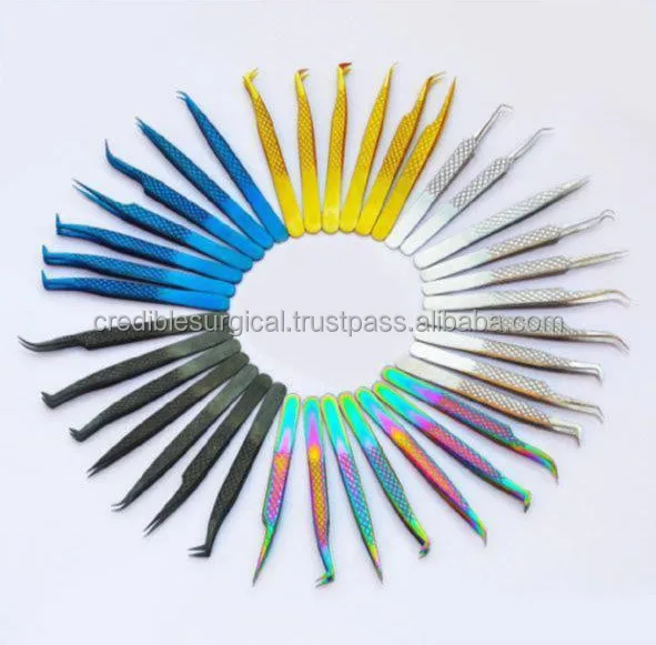 (Free Door Delivery ) WARRANTY 100% Anti Slip PERFECT LASH HOLD Private Label Eyelash Tweezers FIBER Tips  AND Regular
