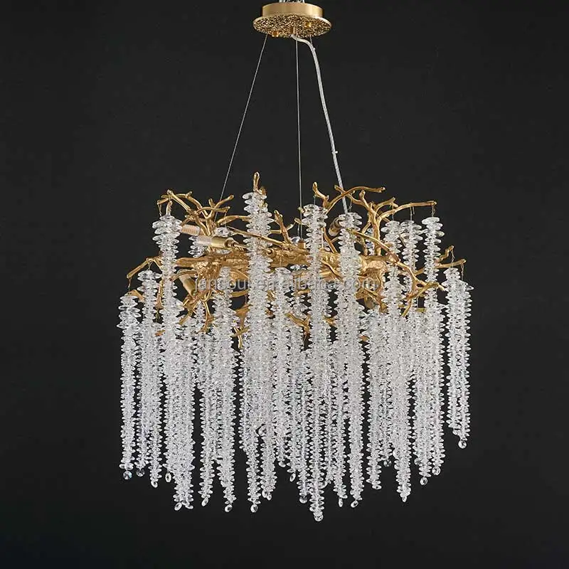 High Quality Crystal Chandelier Gold Luxury Pendant Light K9 Crystal Living Room Villa Hotel Hanging Light LED Light Fixture