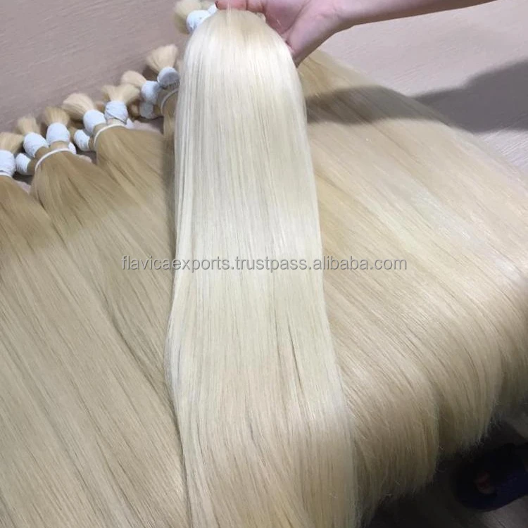 Russian / Slavic Hair Bulk From Indian Factory Single Donor Unprocessed Virgin Hair Extensions Dark Brown to Blonde Color