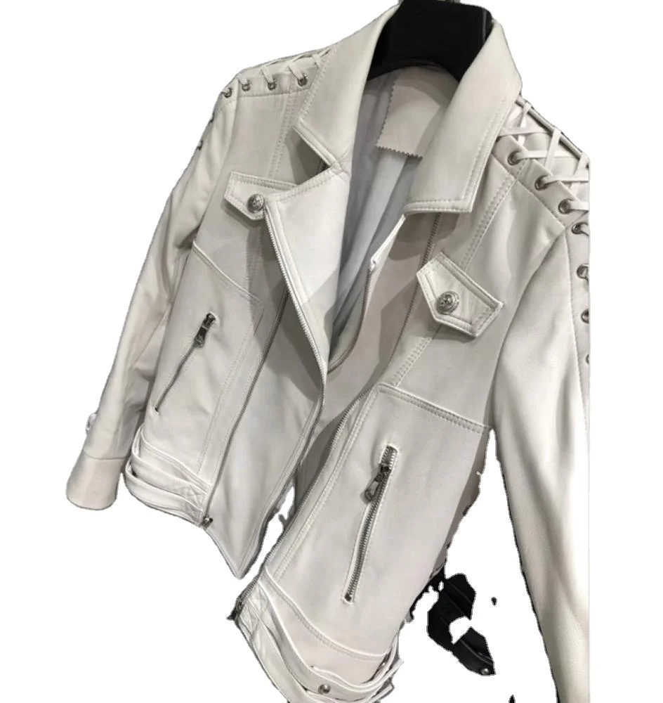 Ladies Black Real Lambskin Leather Coats Large size women Autumn winter New Faux leather jacket plus velvet slim long Ladies