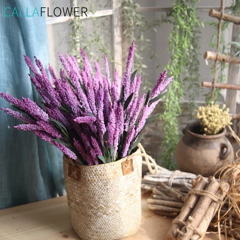 MW21802 Cheap Artificial Flower Purple PE Lavender For Decorative Flowers and Plants