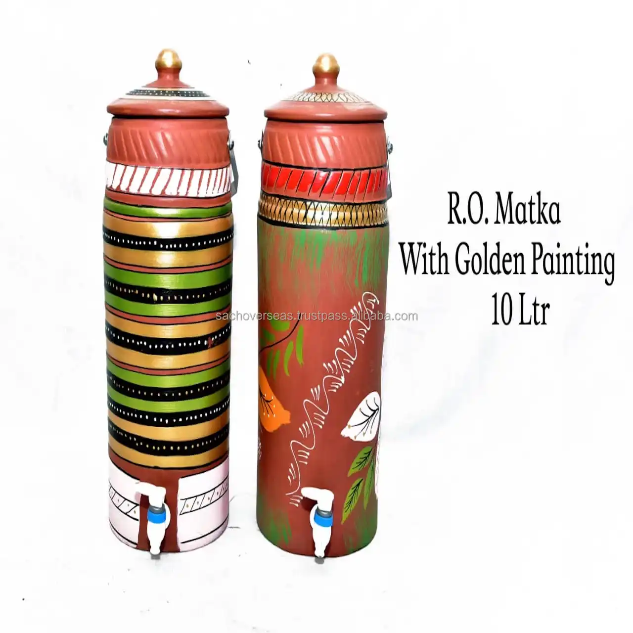 Unique Brick Design Top Mitti Clay Water Pot With Lid and SS Handle