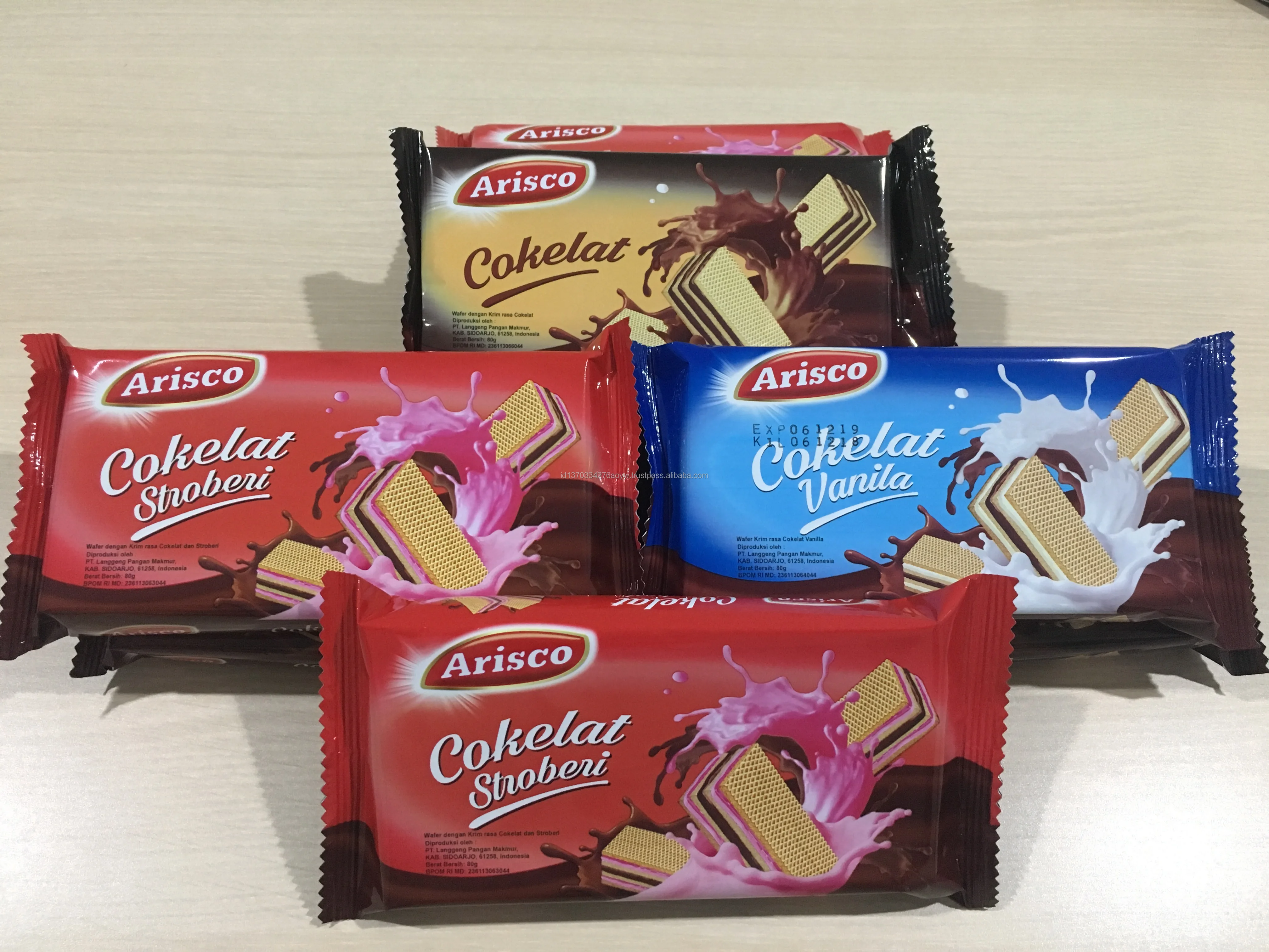 Hot Sell Wafer Biscuits Snack Kids Pack BBQ, Chocolate Flavour ( 22gr x 60pcs ) Arisco - OEM