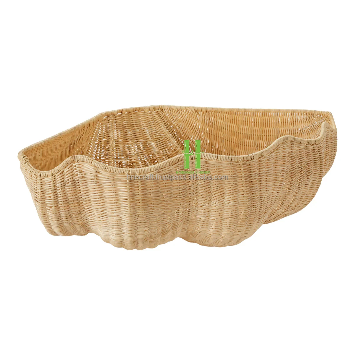 Best Seller Scallop Rattan Tray Eco Friendly Serving Tray OEM Rattan Scallop Basket Rattan Charger Plates from Vietnam Factory