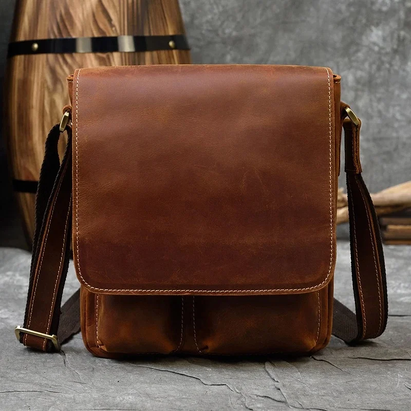 New Arrivals Genuine Leather Shoulder High Quality Crossbody Men Sling Messenger Boys School Bag MBF-0391