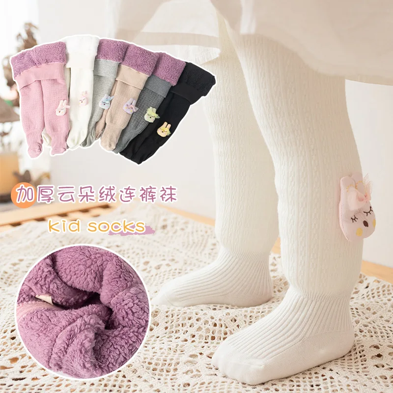 Hot Selling Winter Super Thick Warm Cloud Velvet Fuzzy Fluffy Kids Pantyhose Cute Animals Doll Thermal Baby Kids Pantyhose