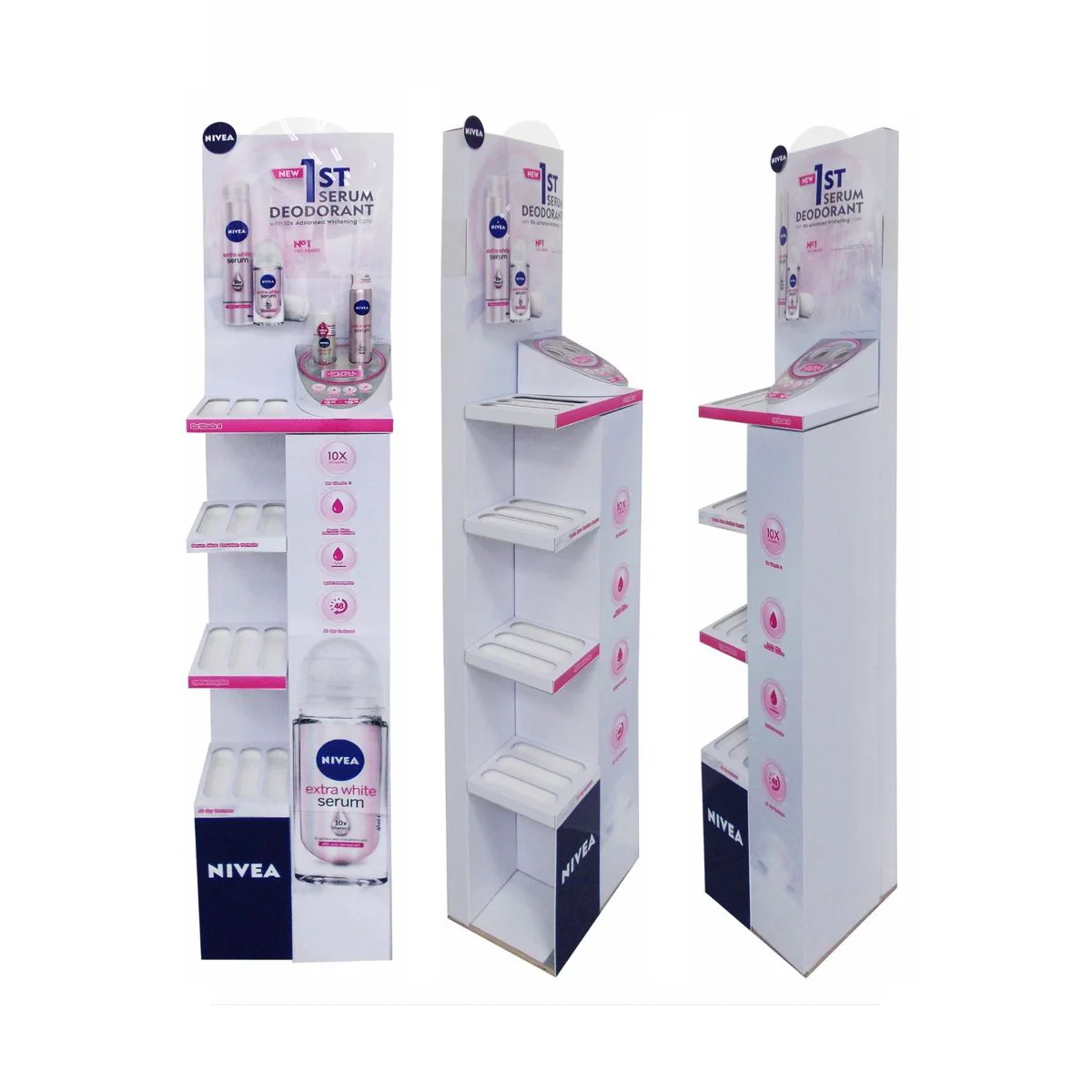 Beauty Products Display Shelf, Crafted to showcase a variety of beauty items, these shelves serve as a focal point for customers