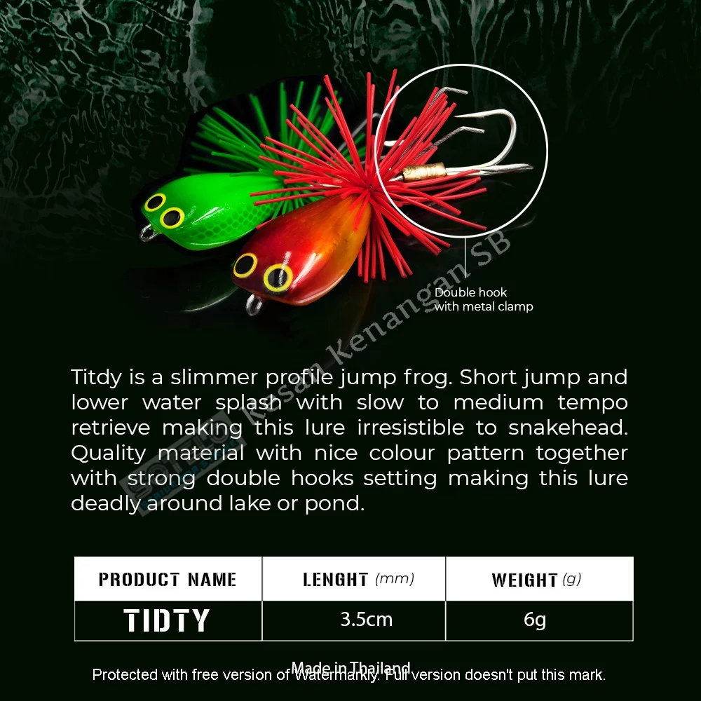 Tough Quality of Sotelo STLTT Jump Frog Tidty, 35mm , 6g Fishing Lures, Jump Frog Lures