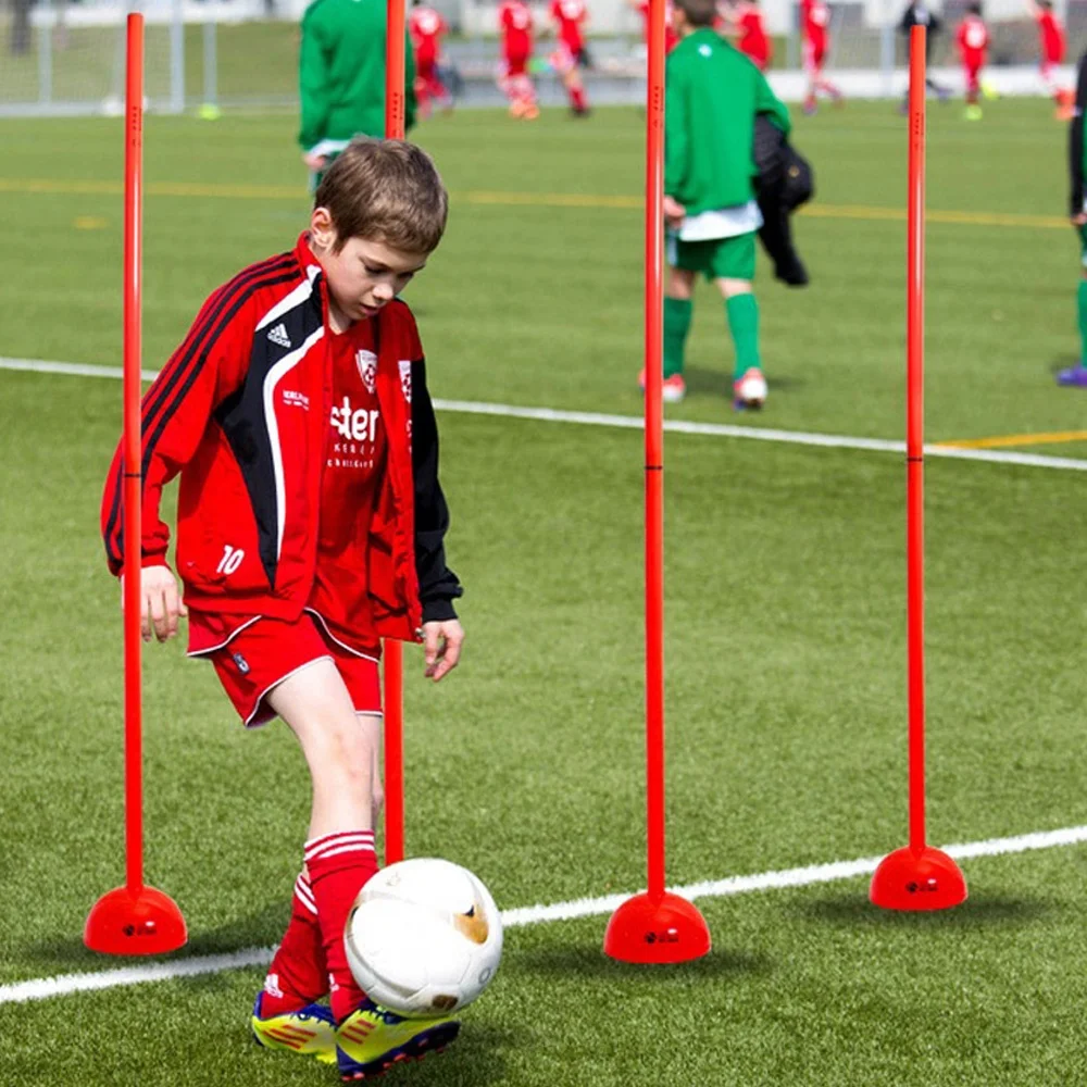 1m,1.5m ABS soccer training equipment slalom pole with dome base or spike base indoor outdoor pole set