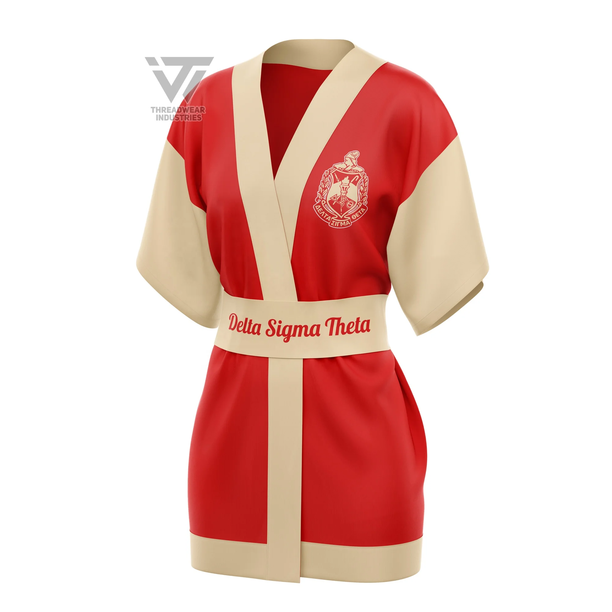 Custom Delta | Sigma | Theta DST Sorority Silk Kimono Embroidered Robe Dress