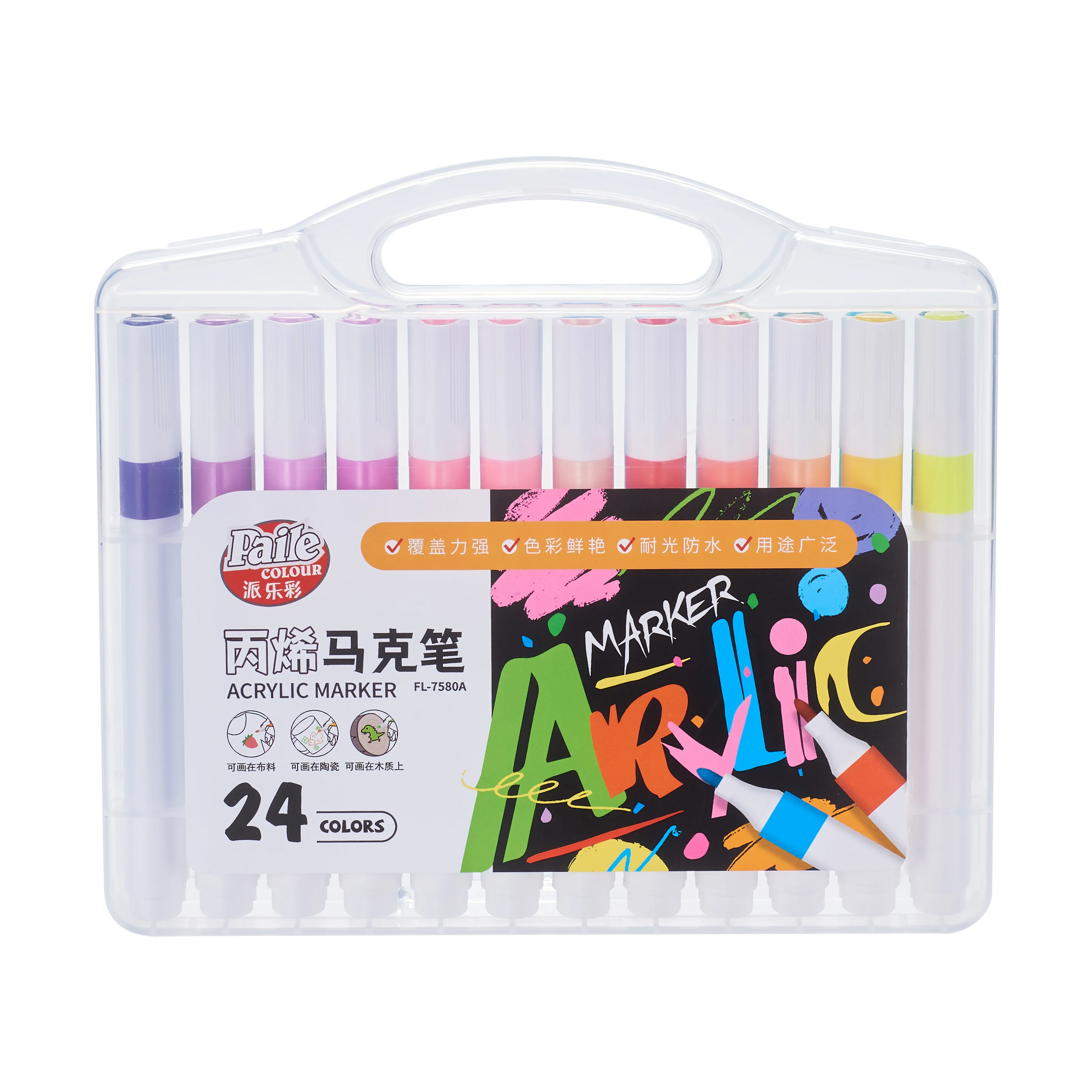 24-Color Acrylic Paint Pens Water-Based Ink Art Markers Set with Bullet Tip for Rock Painting Stone Glass