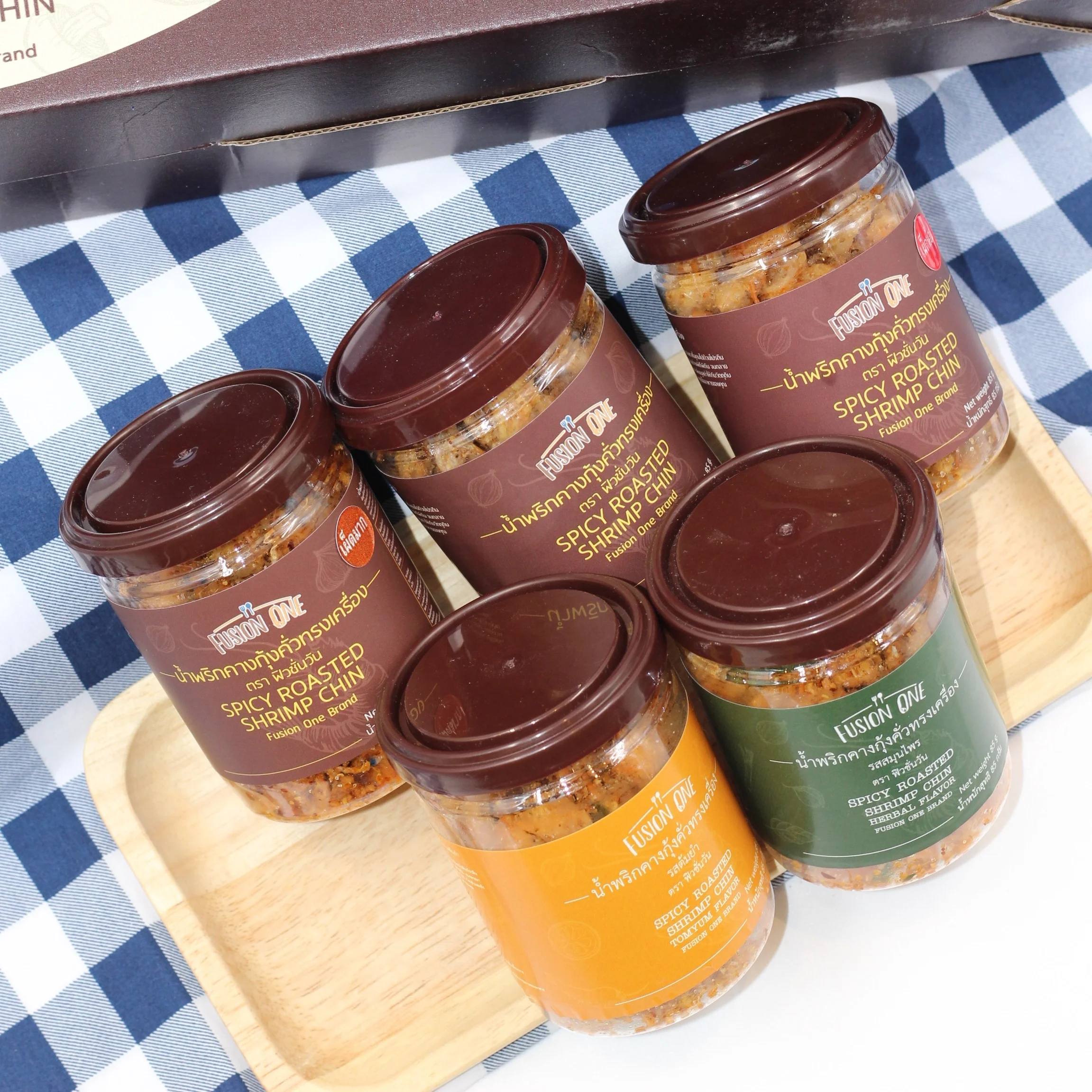 Good Price Thai Chili Paste Spicy Roasted Shrimp Chin 85g Natural Ingredients No Color Added Set of 5 Flavors in Nice Packaging