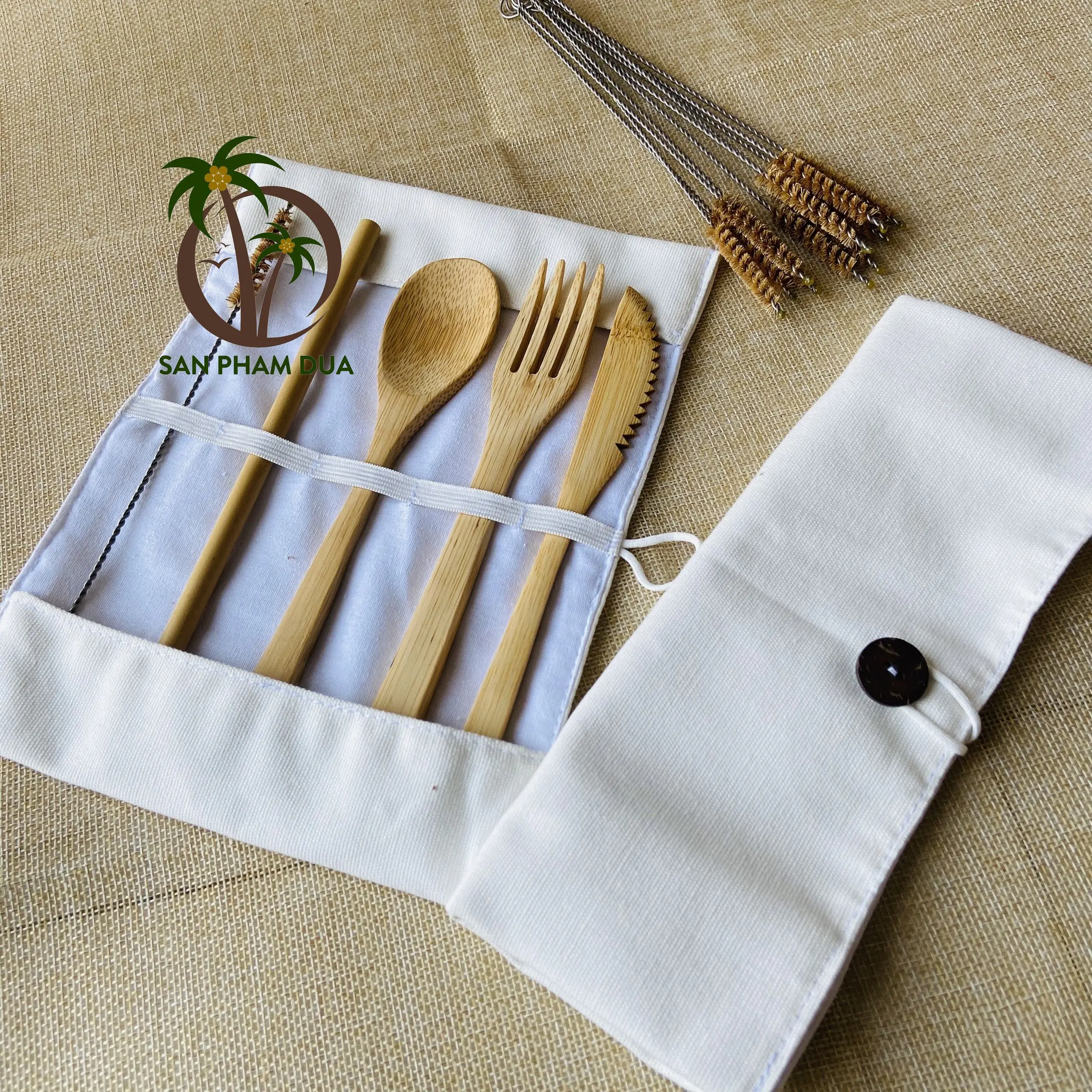 ORGANIC COCONUT WOODEN CUTLERY SET FORK AND SPOON SET  COCONUT KNIFE COCONUT CUTLERY SET ECO-FRIENDLY FROM VIETNAM