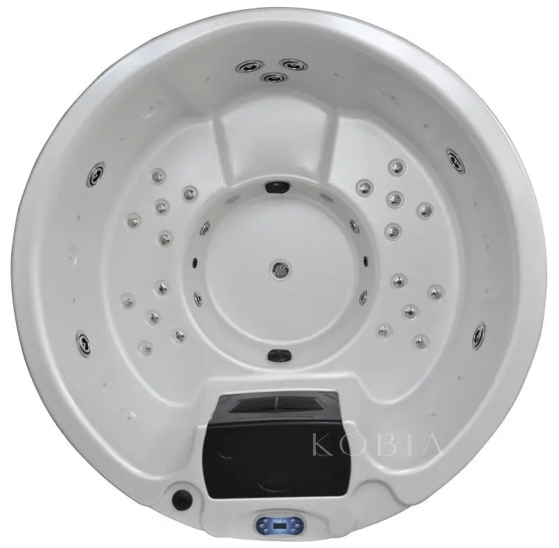 1.9m Round Bathtub Hotel Led Jet Massage 5 Person Outdoor Wooden Hot Tub Whirlpool Bath Tub