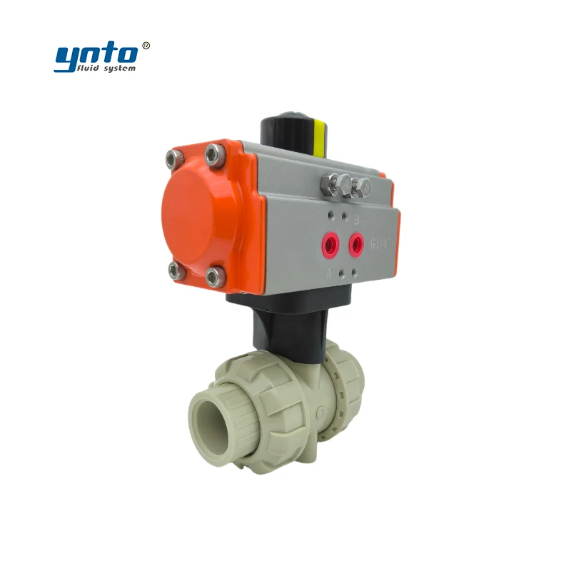 YNTO Pneumatic double acting PPH ball valve Socket type