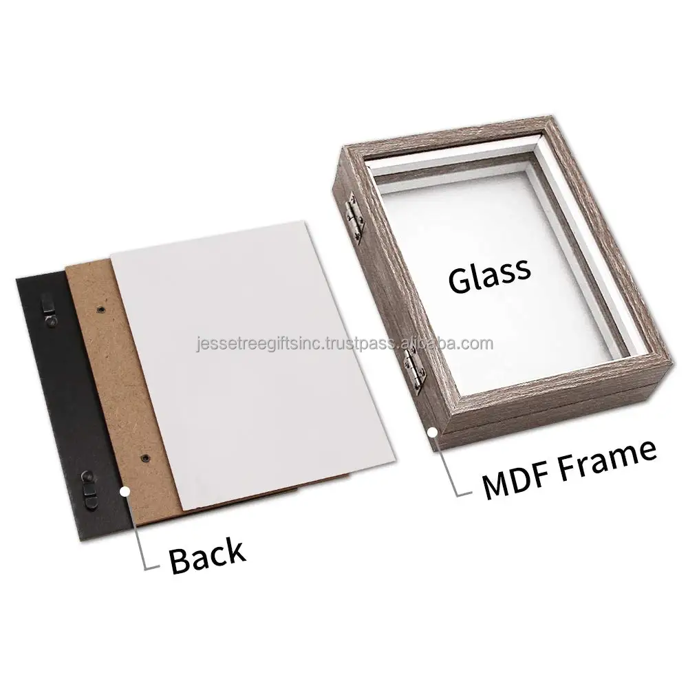 Wooden Desk Photo Frame With Natural Wood Polish Finishing Rectangular Shape Black Metal Handle For Home Decoration