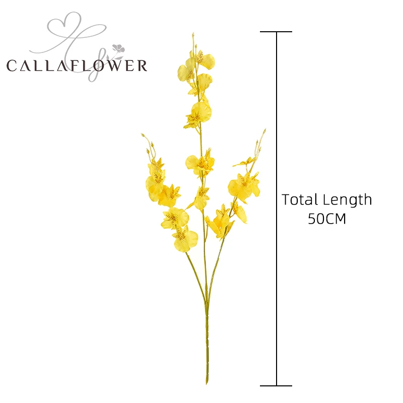 MW32101 Realistic Artificial Flower Yellow Dancing Orchid For Festive Decorations