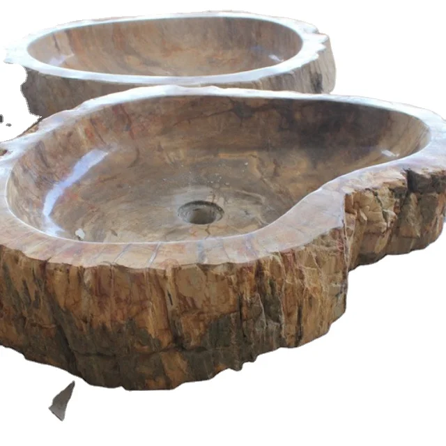 Stone Bathroom Sinks Bali Petrified Wood Sink - Natural Hand Wash Sink River Stone Stone Depot Custom Size Semi-pedestal