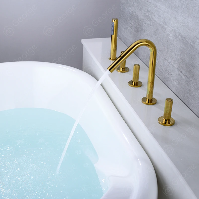 Golden brass bathtub faucet hot and cold water bathroom mixer