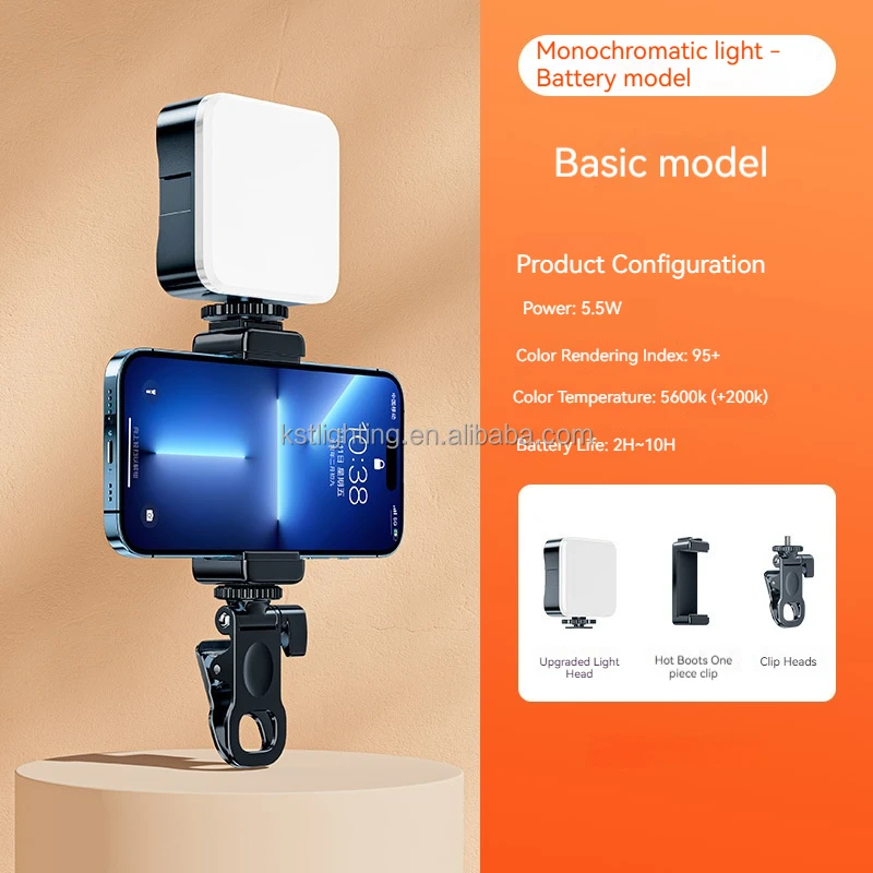 Square ring light basic hot boot clip clamp head Mini Portable  battery LED Video selfie live computer pocket Fill Light
