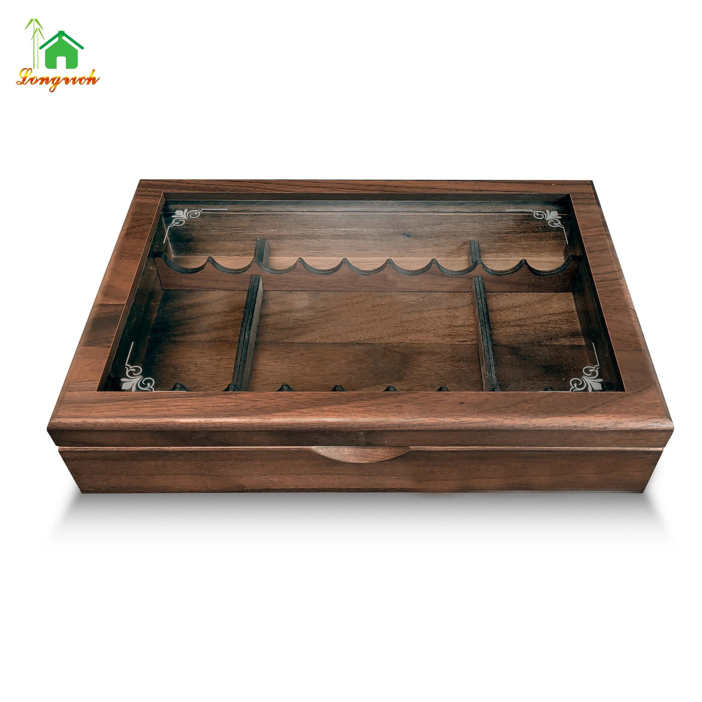 wooden custom spanish cedar wooden box with hygrometer humidifier solution desktop glass cigar humidor