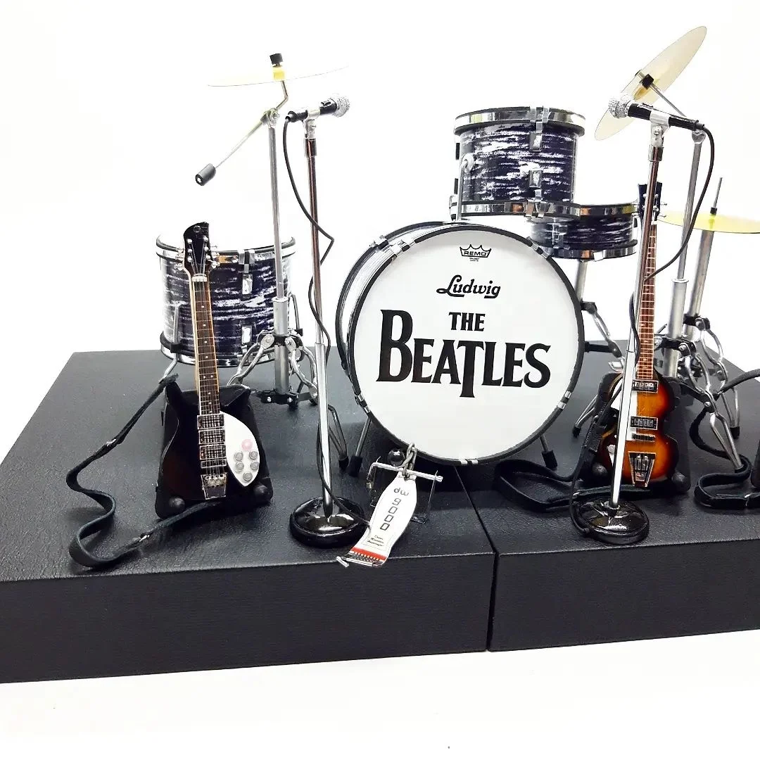 Miniature Guitar And Drum uk the beatle  Design | Miniature guitar Free Exclusive Box Use Stage For Action Figure