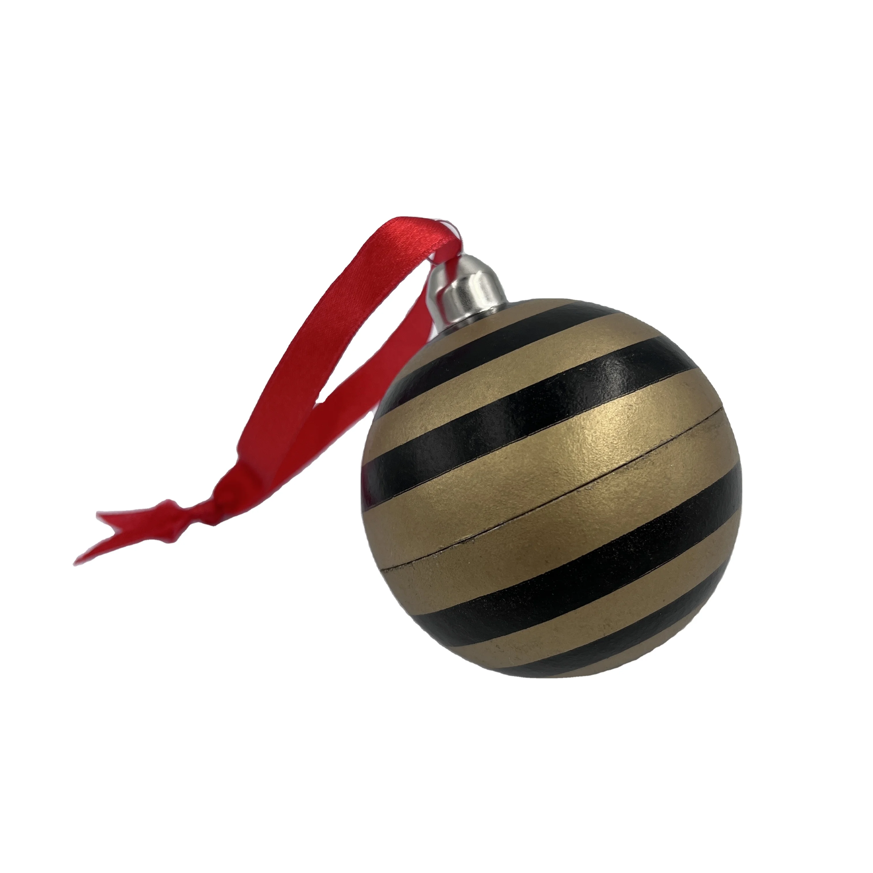Eco Friendly Christmas Decorated Ball Tree Ornaments 2022 Best Seller Biodegradable paper Decoration 7cm Gold Openable Case Ball