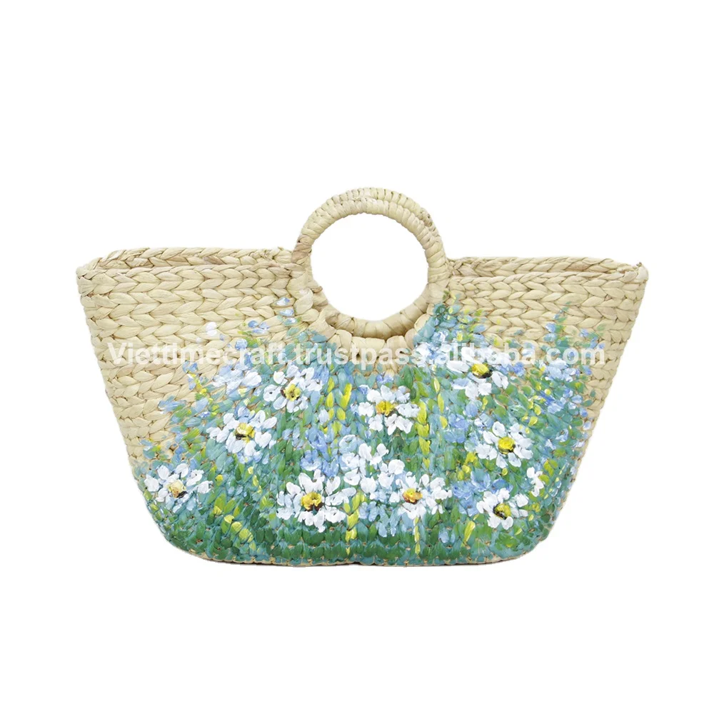 Распродажа ручная роспись натуральная сумка из гиацинта оптовая продажа Вьетнама