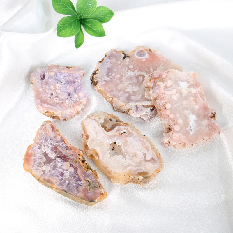 Top-ranking products healing crystal stone  sakura agate slice for decoration