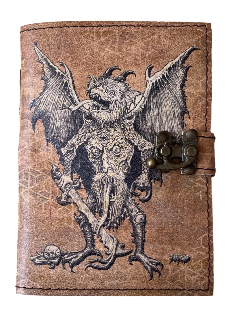 Printed dragon Handmade Cotton Paper Leather Journal Vintage Paper Notebook & Sketchbook planner Retro Collage Poster Design