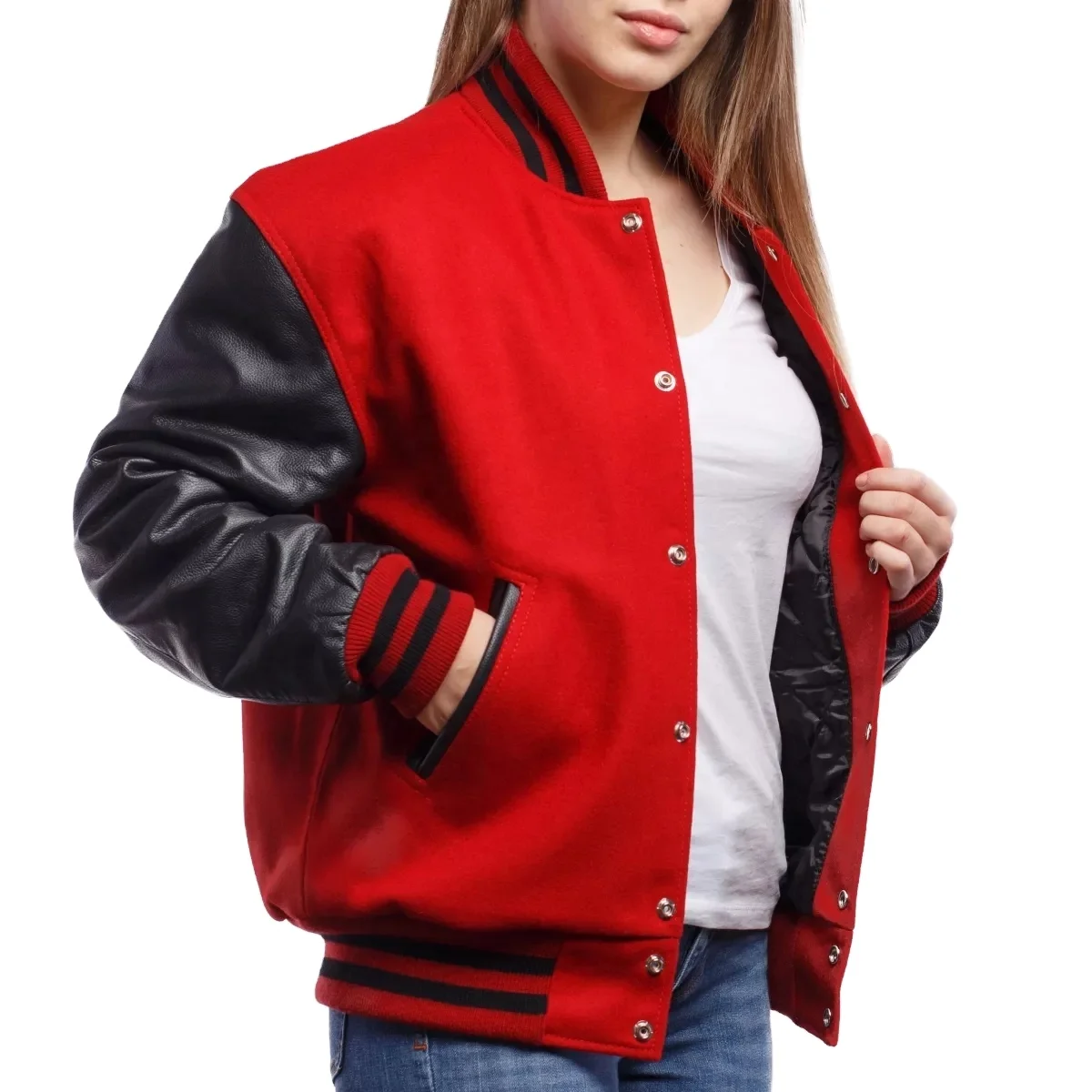 2022 Red And Black Basketball Letterman Patches Embroidered Varisty Jackets Men Women College School Jacket