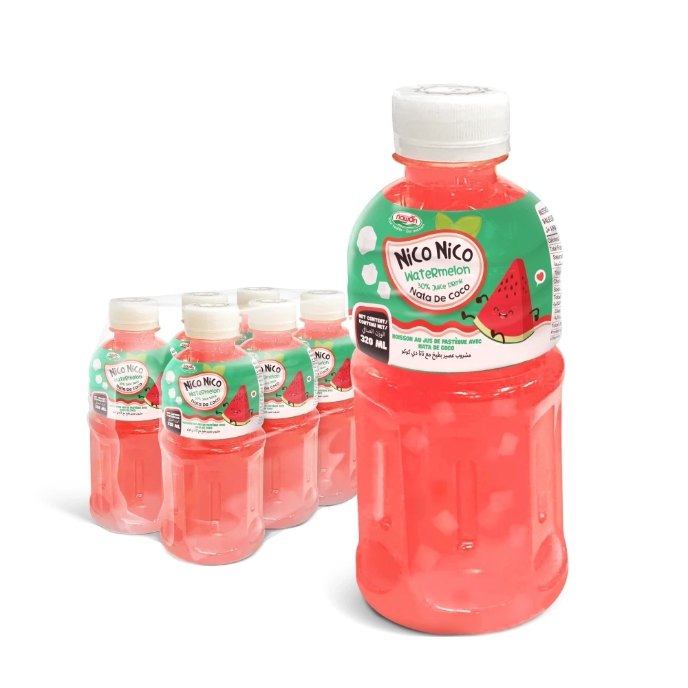 Fruit Juice Drinks Watermelon with Nata De Coco 320ML Pet Bottle Vietnam Coconut Jelly Juice Premium Quality Brand Nico Nico