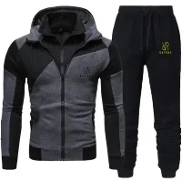 Новинка 2021 мужская спортивная одежда с капюшоном костюм на двойной молнии модная повседневная куртка для бега + спортивные брюки из двух предметов