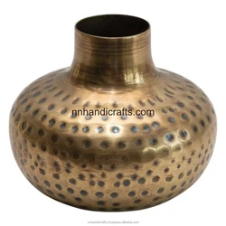 New Arrival Handmade Steel Metal Iron Brass Antique Doom Hammered Floor Vase Small Medium Big Tall Mini Large Table Vase For Bar